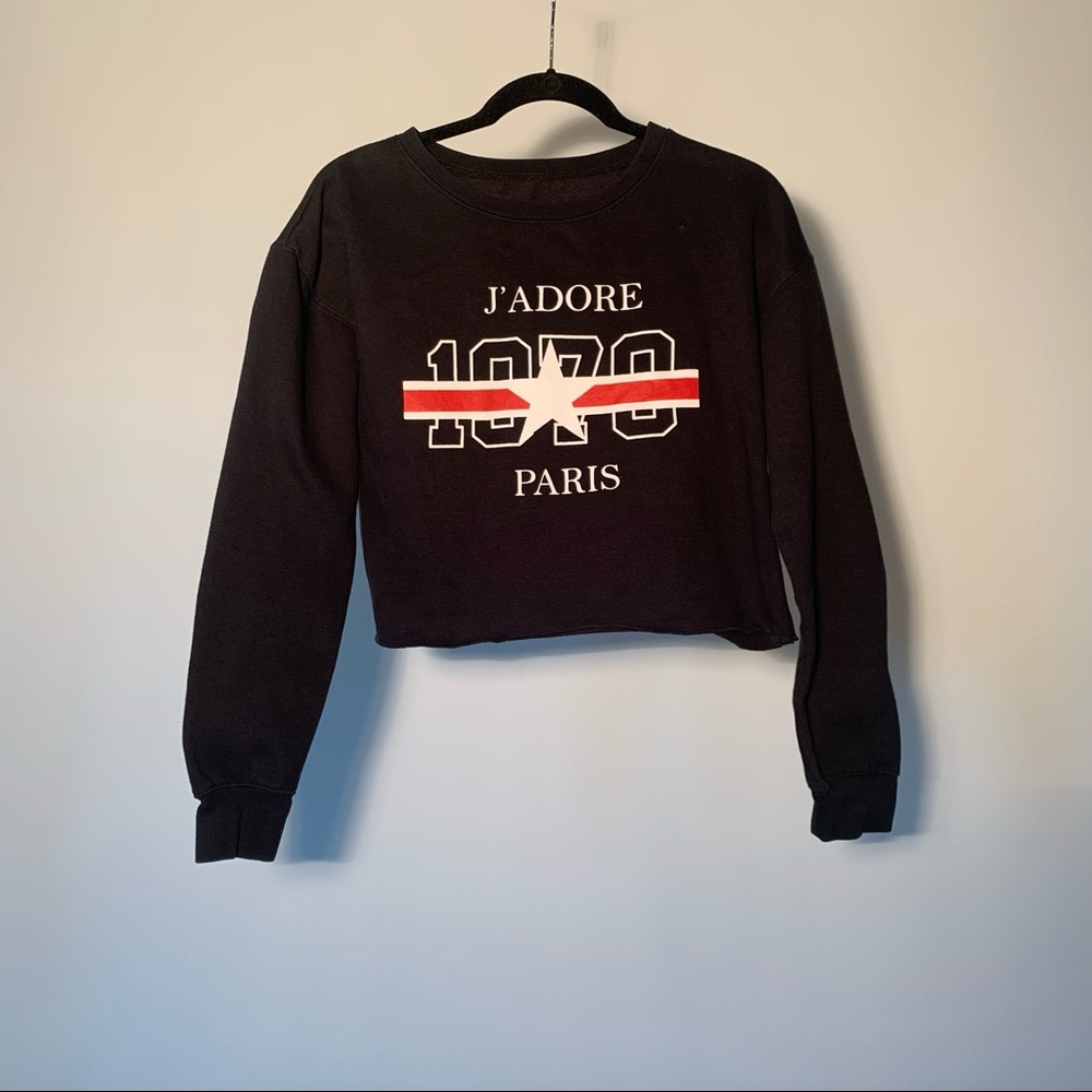 Cozy cropped sweater Loyal Army Parisian Warm Black Crewneck Balloon Sleeves